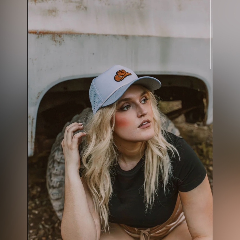 2 Fly Co. Ponytail Cap with Chenille Style Cowboy Hat Patch